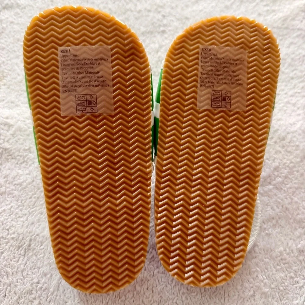 Disney x Janie and Jack | Green & White Mickey Mouse Slides | Size 8